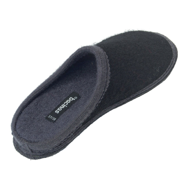 Two-tone black-grey pure boiled wool slippers