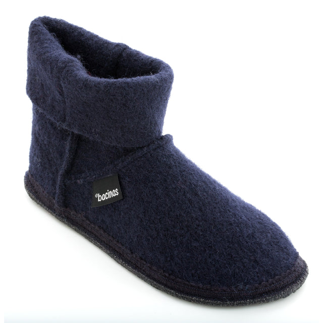 BLUE pure boiled wool boot slippers