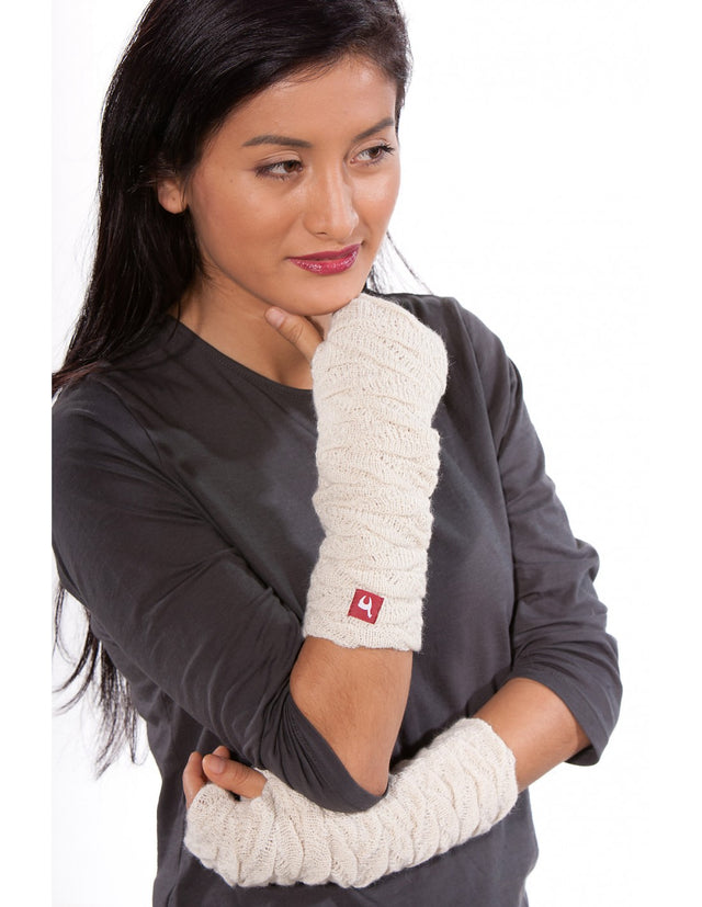 Biesen long fingerless gloves in pure Alpaka wool