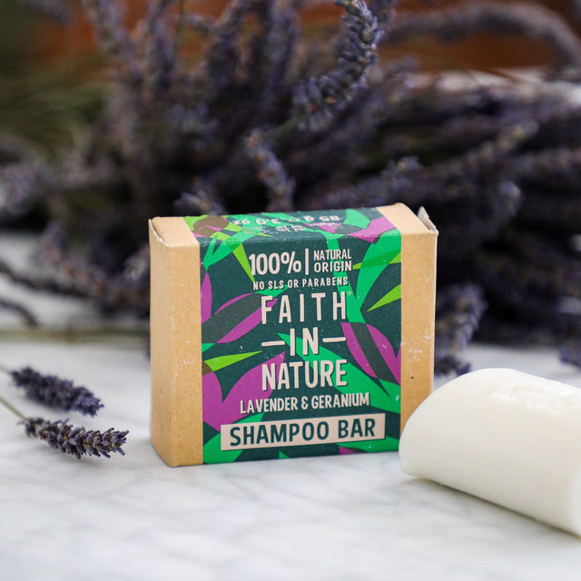 Solid vegan shampoo LAVENDER and GERANIUM plastic free antioxidant