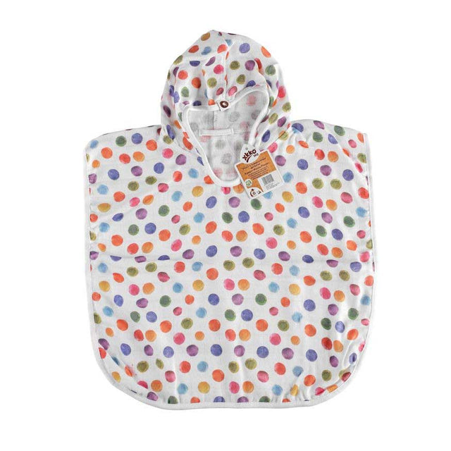 Watercolor Polka Dots Poncho Bathrobe in Bamboo Muslin