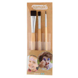 Make-up brushes set of 3 pieces in natural wood