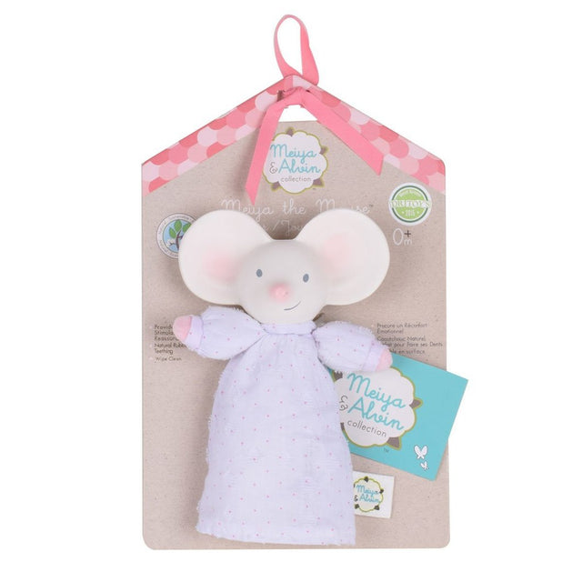 Meiya Squeaker Mouse Rattle in organic cotton and natural rubber