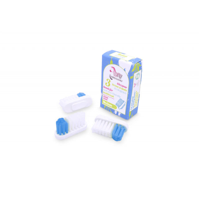 Ergonomic toothbrush spare parts with 3 MEDIUM heads