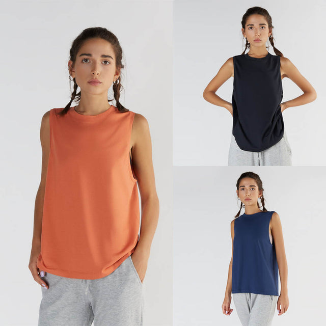 Top Canotta Sport Loose Fit in Cotone Biologico e Micromodal