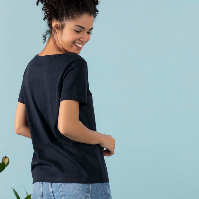 Wide neckline T-shirt in organic cotton