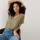 Wide neckline T-shirt in organic cotton