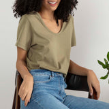 Wide neckline T-shirt in organic cotton