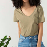 Wide neckline T-shirt in organic cotton