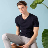 V-neck T-shirt for men in organic cotton