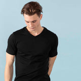 T-shirt collo a V da uomo in Cotone Biologico