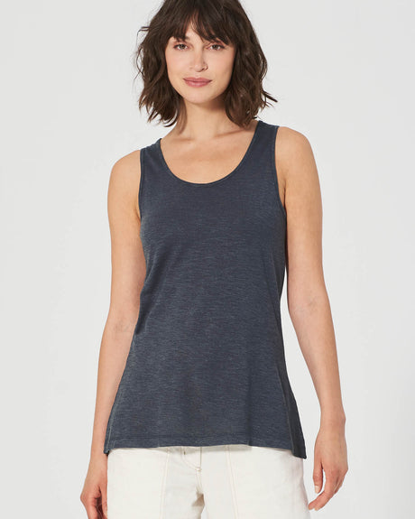 Wide shoulder top in hemp and organic cotton