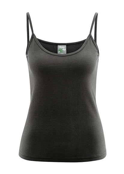 Narrow-strap tank top in hemp and organic cotton