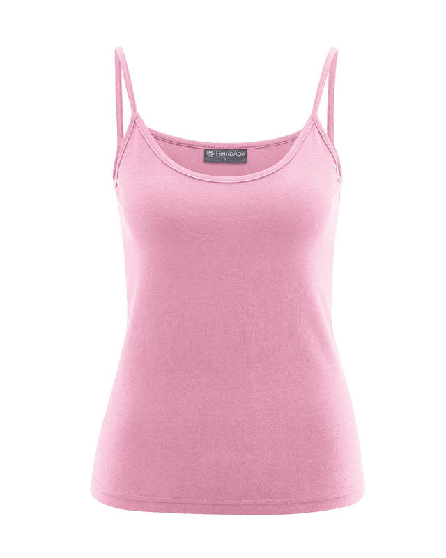 Narrow-strap tank top in hemp and organic cotton