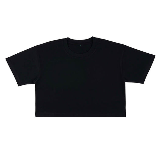 T-shirt taglio corto da donna in cotone biologico - Nero