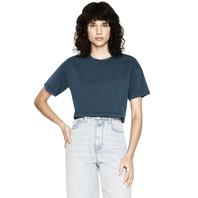 Stone washed short cut t-shirt for women in organic cotton