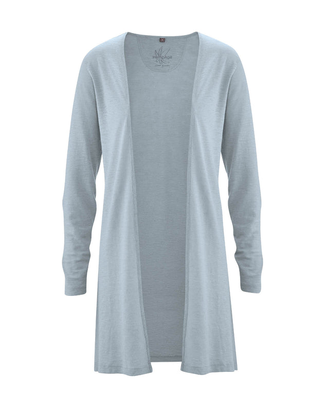 Long cardigan for women in hemp jersey and organic cotton