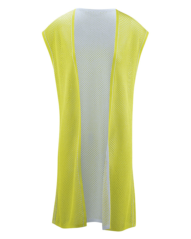 Long perforated vest for women in hemp and organic cotton