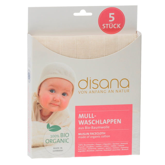 Hygiene wipes in organic cotton muslin 5 pcs of 25x25cm