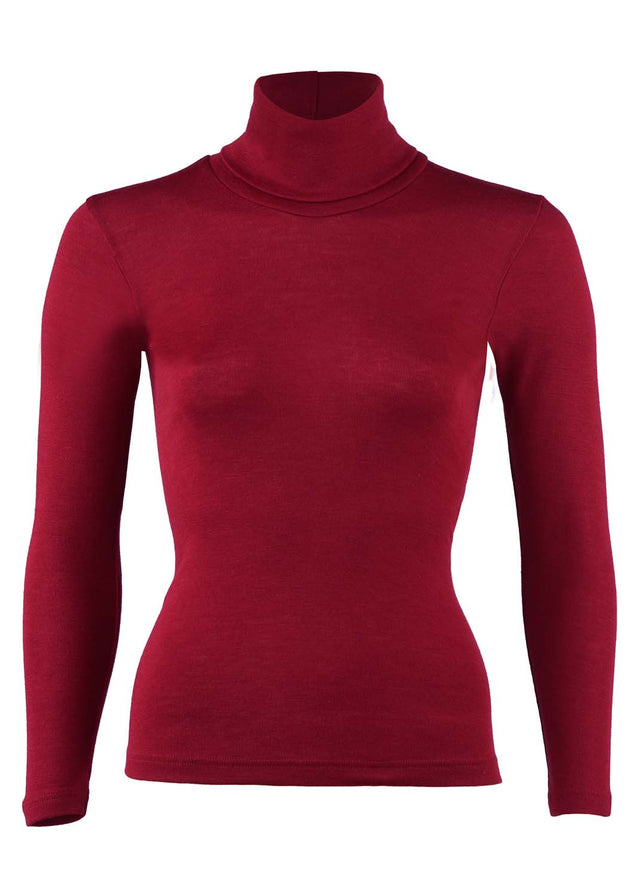 Women's turtleneck sweater in organic wool and silk