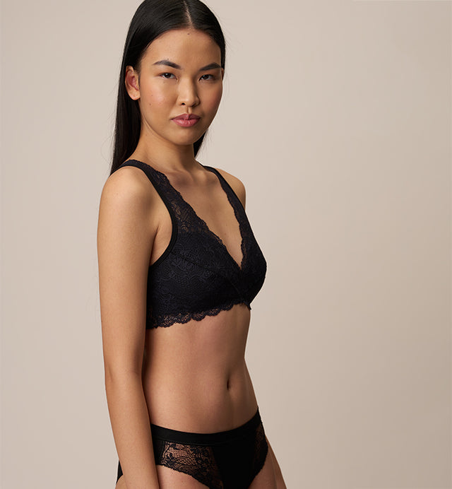 Bralette bra with beech vegetable fiber lace