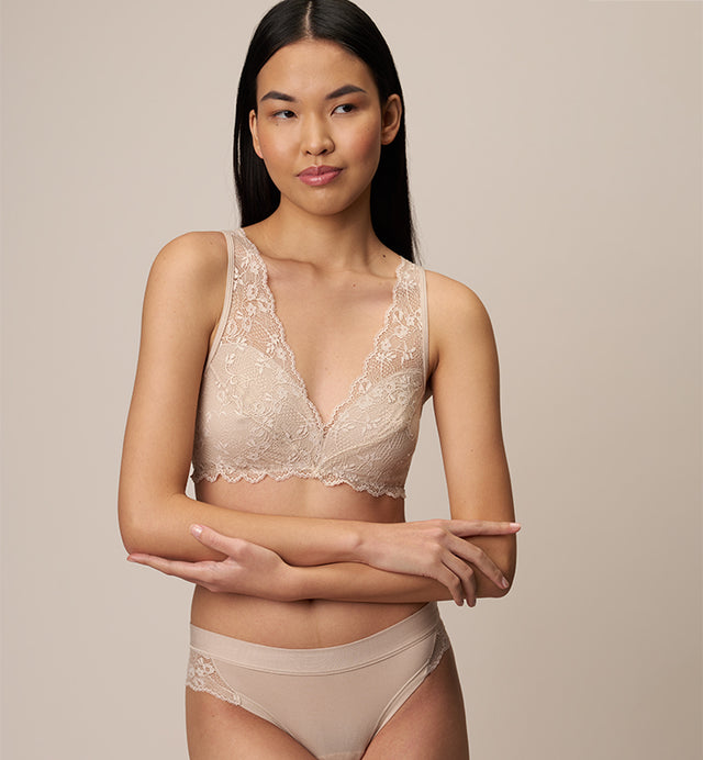 Bralette bra with beech vegetable fiber lace