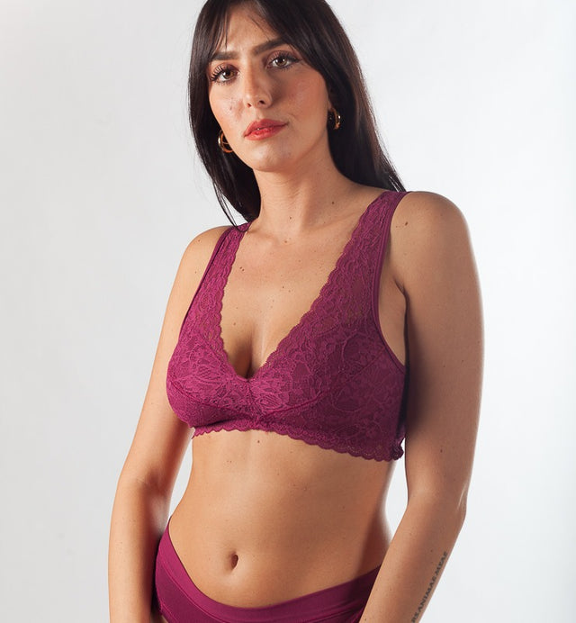 Reggiseno Bralette con pizzo in fibra vegetale di faggio