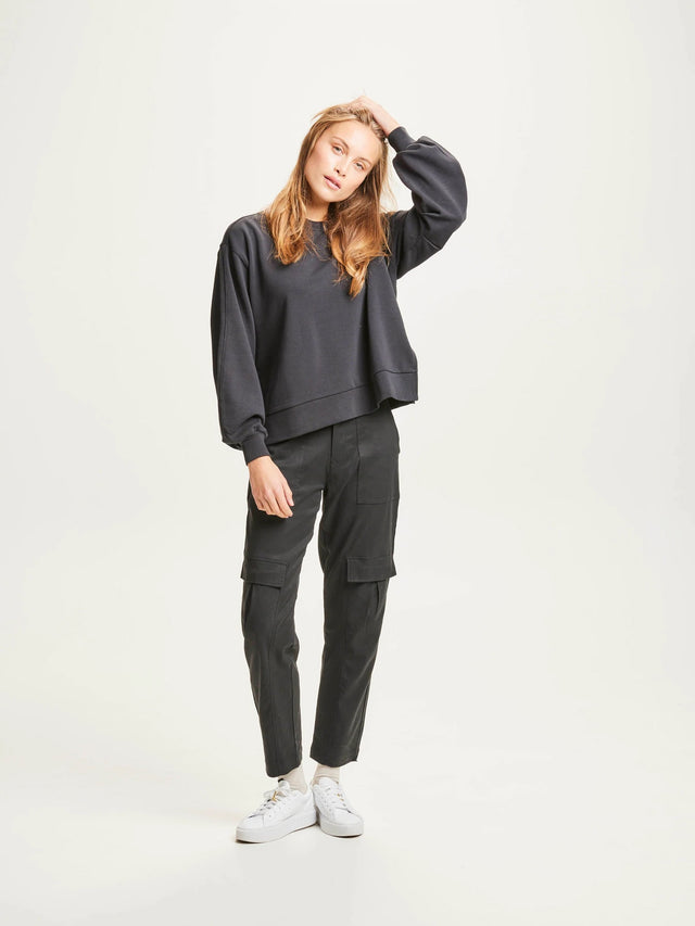 HAZEL black women's cargo trousers in Lyocell Tencel™ and organic cotton