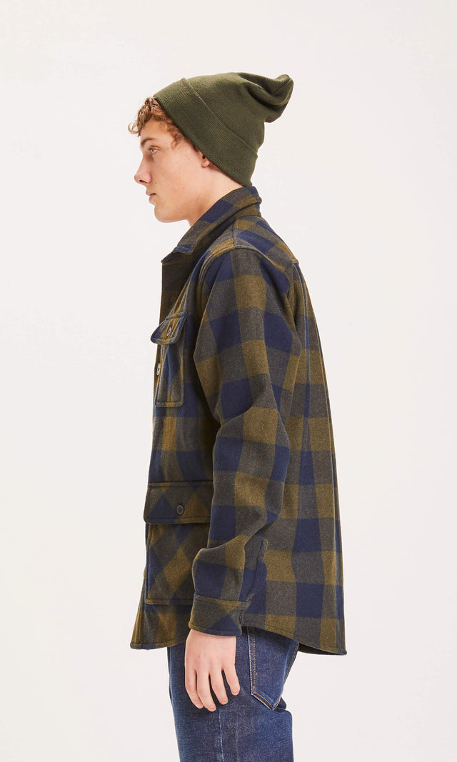 PINE men's checked shirt jacket in recycled wool