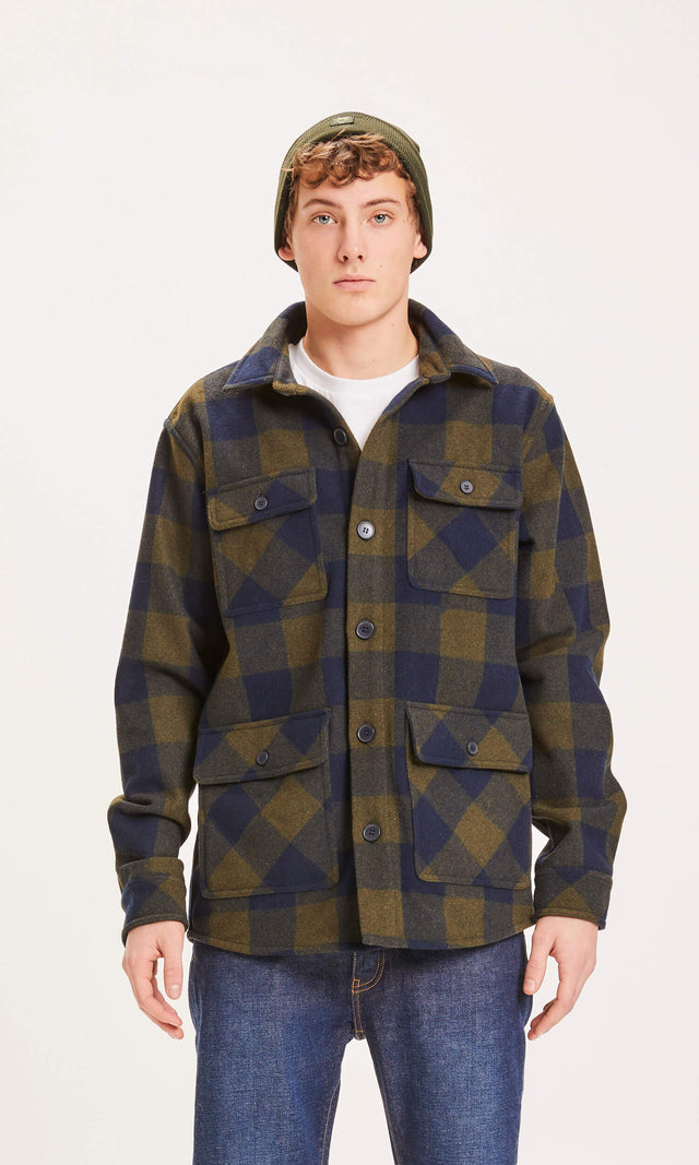 PINE men's checked shirt jacket in recycled wool