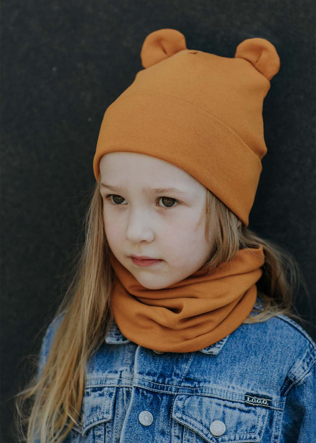 Cappello con orecchie TEDDY per bambini in cotone biologico