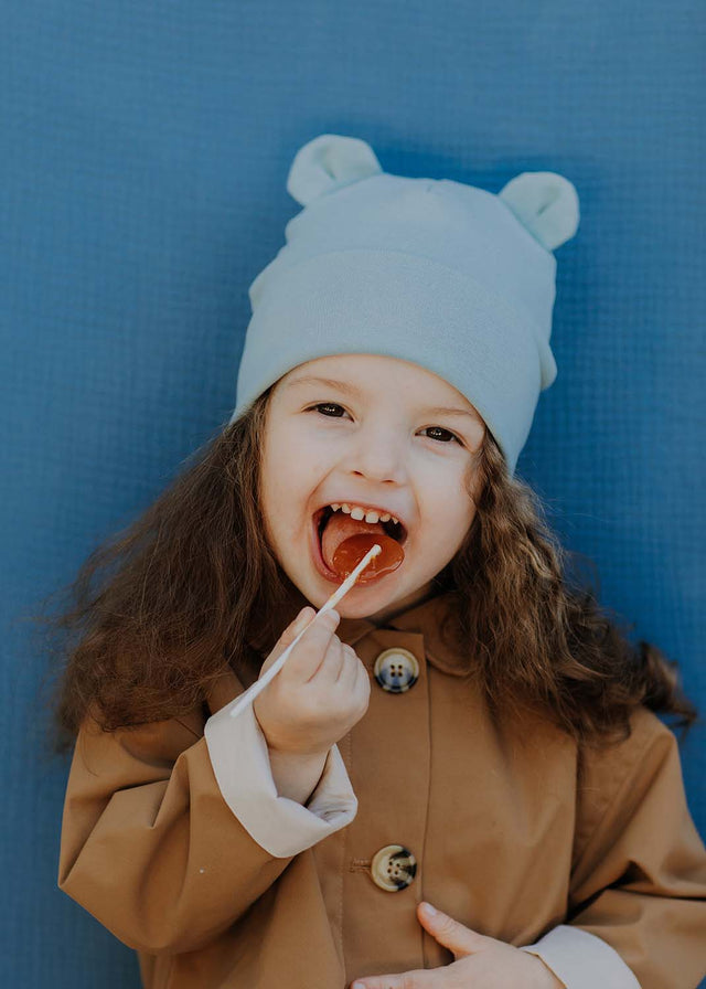 Cappello con orecchie TEDDY per bambini in cotone biologico