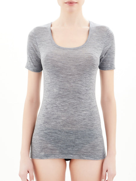 Wonderwool short sleeve ribbed sweater in pure merino wool