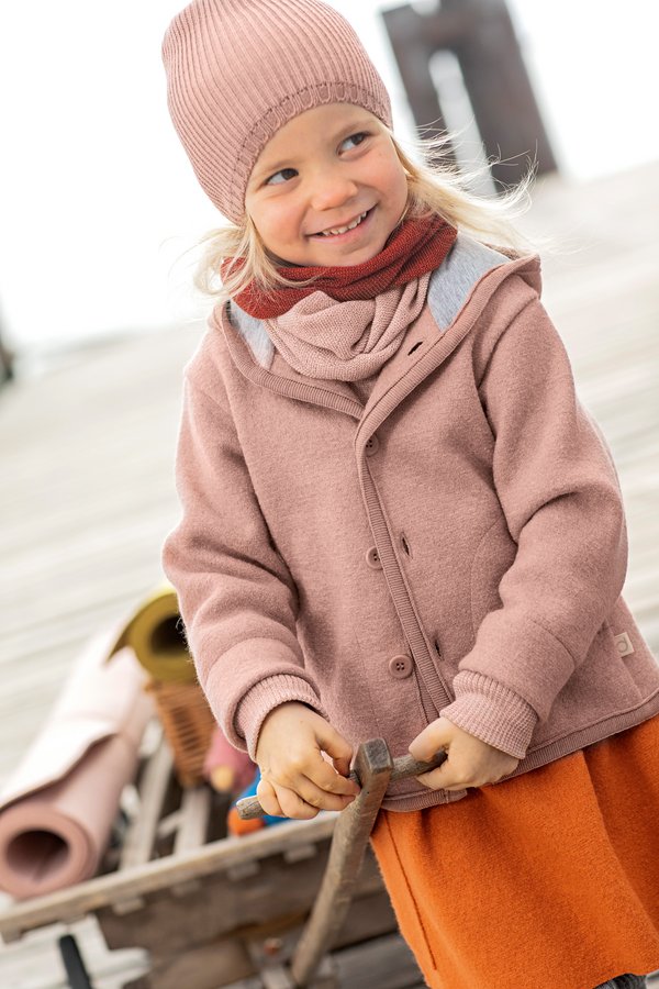 Children's jacket in pure organic boiled wool