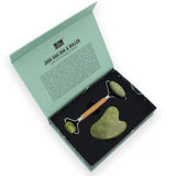 Gua Sha and Roller in Green Jade and Bamboo