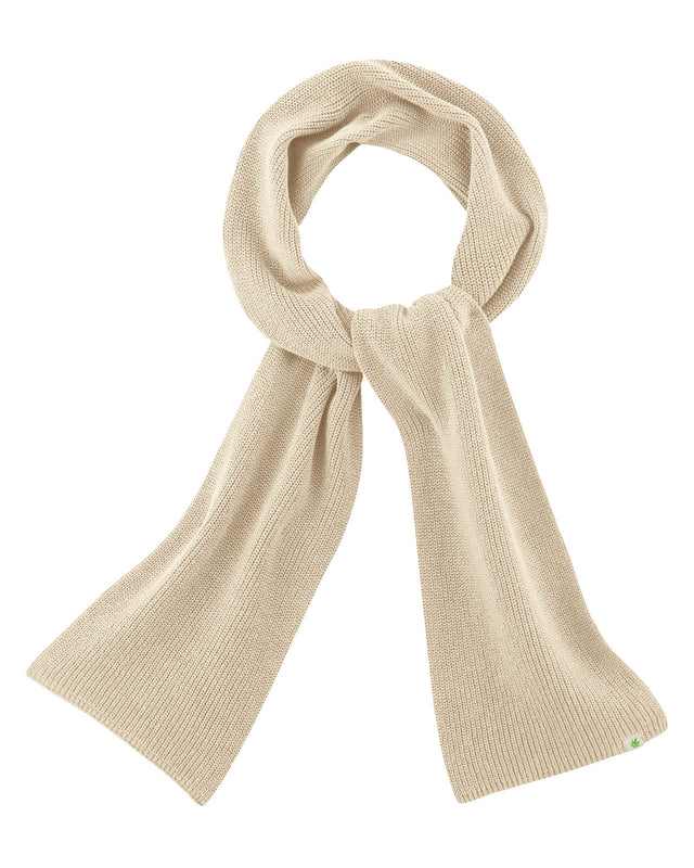 Knitted scarf in hemp and organic cotton