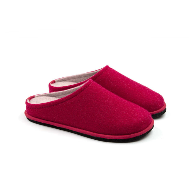 Two-tone CHERRY-PINK Easy slippers in wool felt