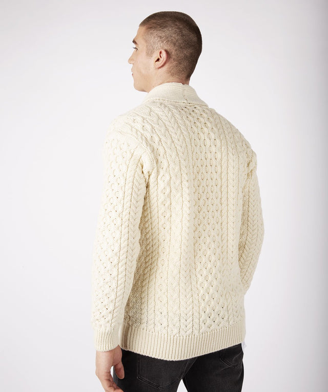 Aran Woodford men's cardigan in pure wool