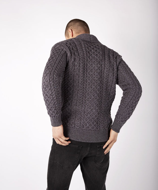 Aran Woodford men's cardigan in pure wool