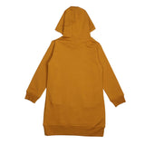 Lightweight fleece hooded dress for girls in organic cotton