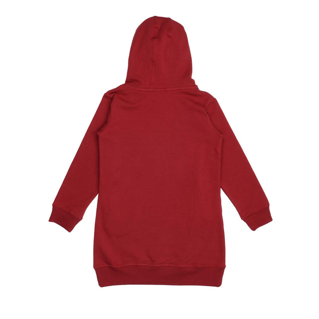 Lightweight fleece hooded dress for girls in organic cotton