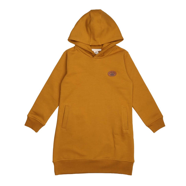 Lightweight fleece hooded dress for girls in organic cotton