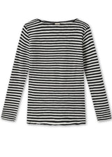 BLUSBAR striped boat neck sweater for women in pure merino wool