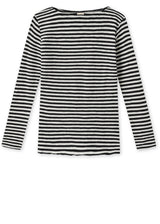 BLUSBAR striped boat neck sweater for women in pure merino wool