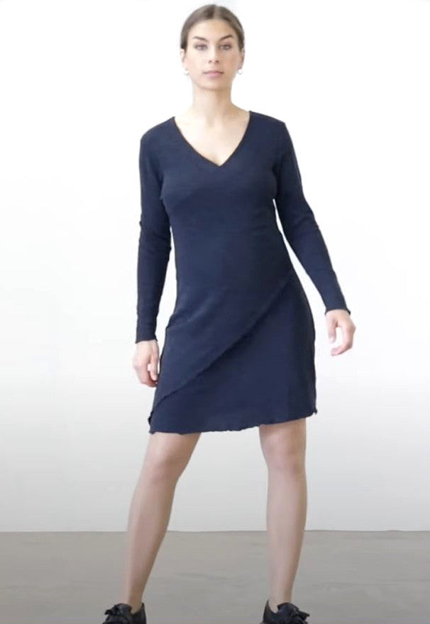 BLUSBAR ASYMMETRICAL women's dress in pure merino wool