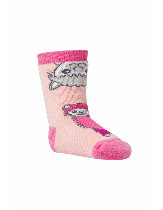 PINK ABS non-slip socks for girls in Baby Alpaka and wool