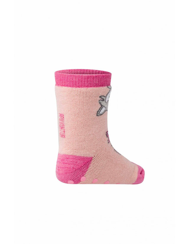 PINK ABS non-slip socks for girls in Baby Alpaka and wool