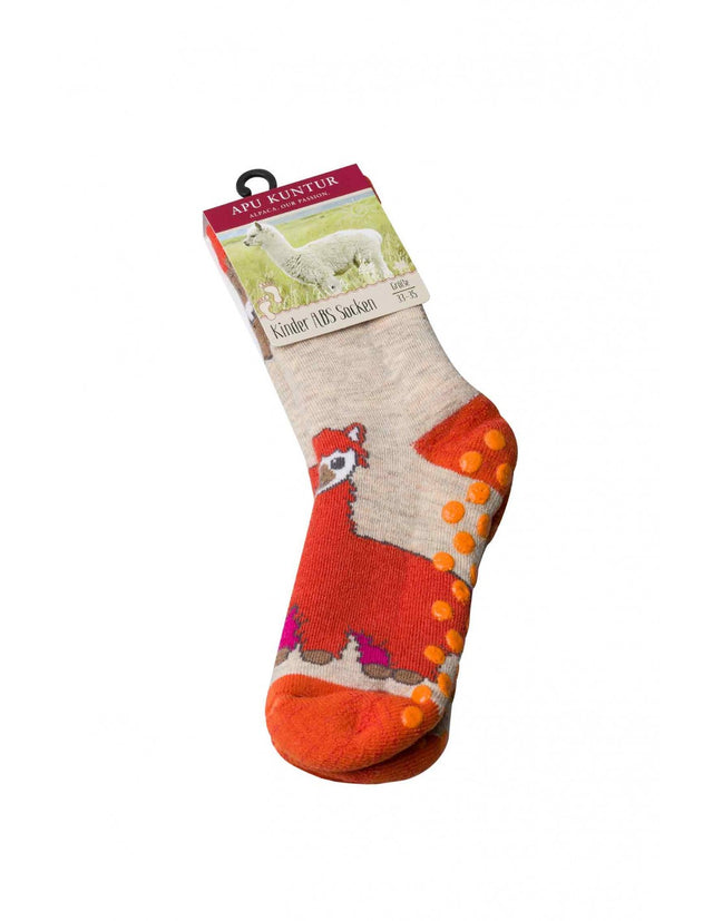 ORANGE ABS non-slip socks for children in Baby Alpaka and wool