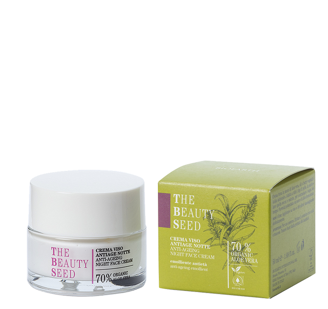 Anti-aging night face cream with organic vegan fermented aloe