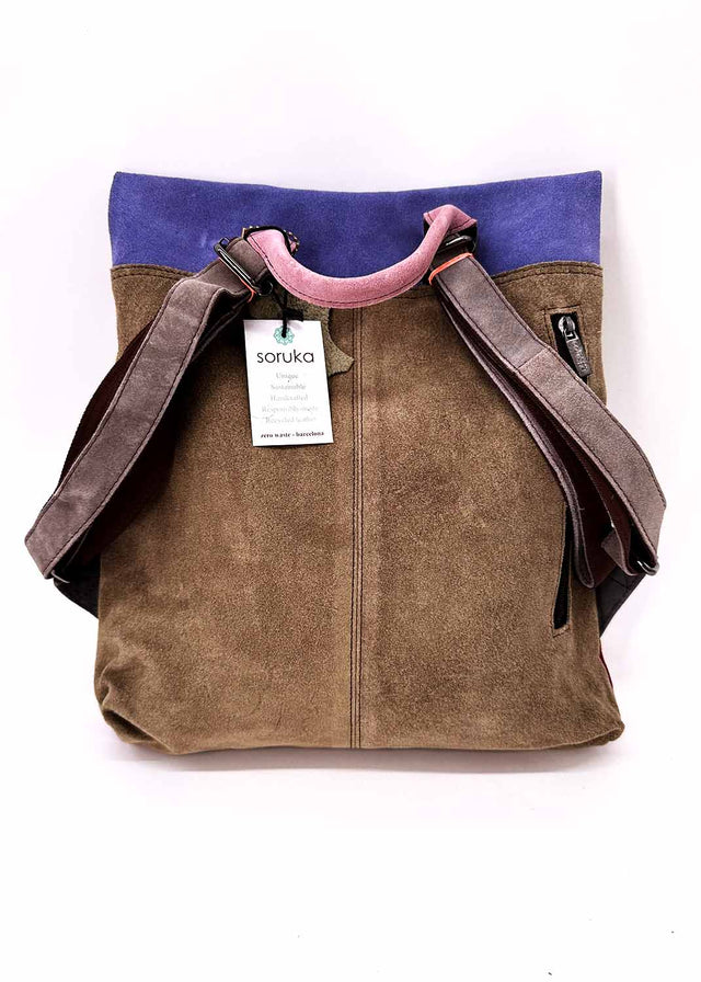 Louise suede backpack in Fairtrade recycled leather